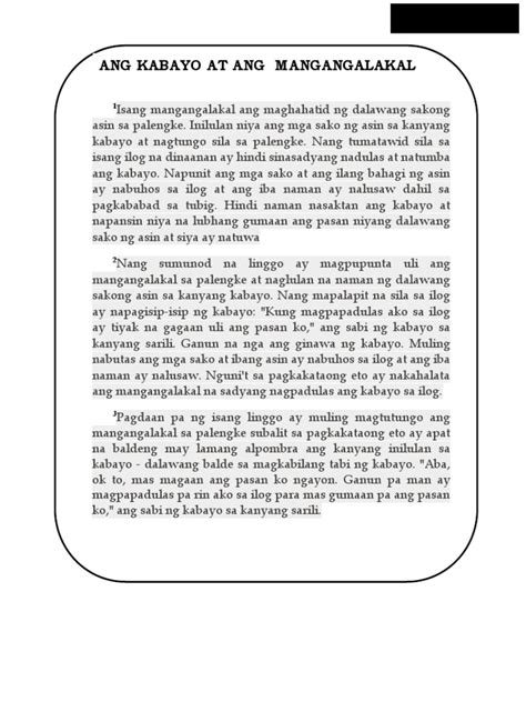 Ang Kabayo at Ang Pangangalakal .